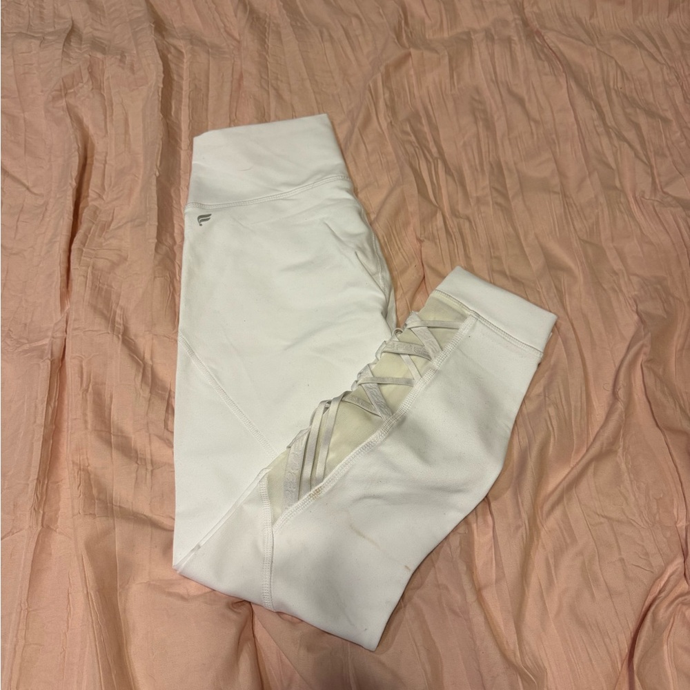 White Fabletics leggings